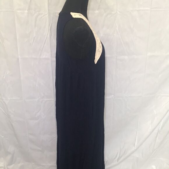 Suzanne Betro, Blue Sheer Tank Dress w Side Pockets and Slits, Medium - Picture 4 of 11